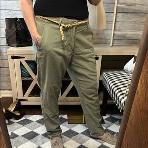 Zara Green Chinos with Relaxed Fit and Straight Leg